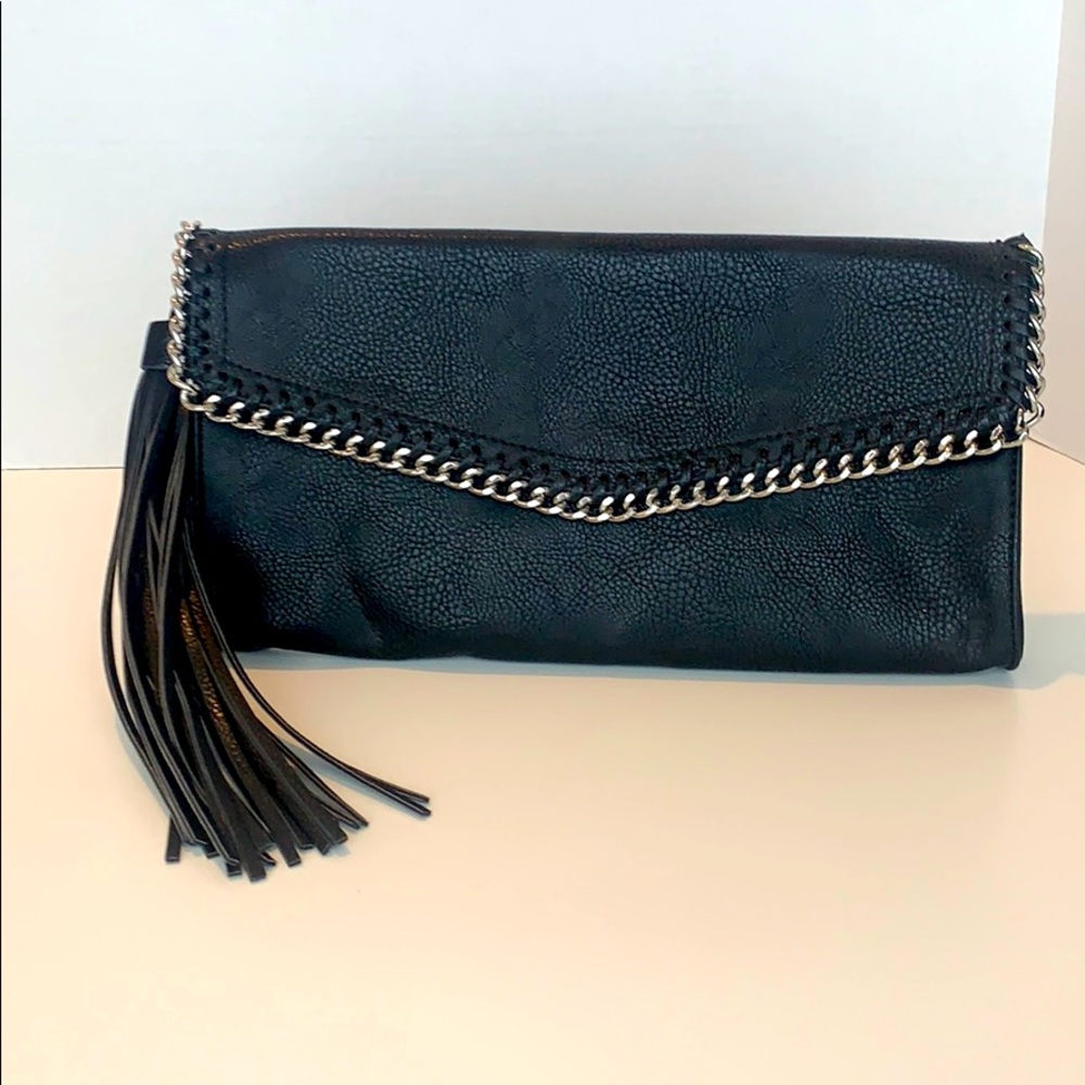Black Envelope Clutch with Tassel